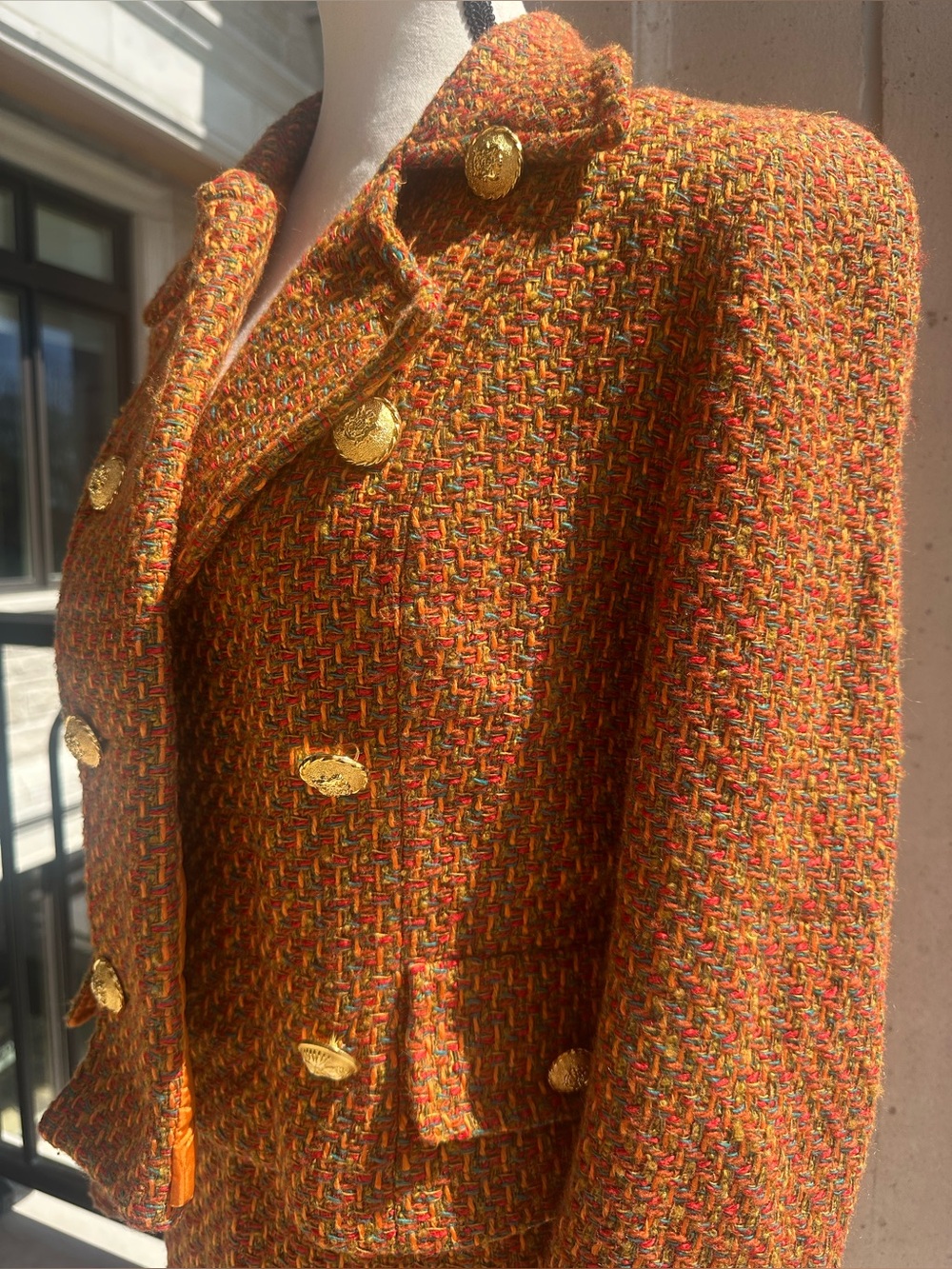 Perle Fine Vintage 80s 90s Chanel Inspired Tweed Wool Blend Skirt Blazer Co Ord - Picture 3 of 6